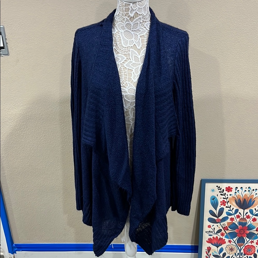 Women's Navy Open Front Sweater